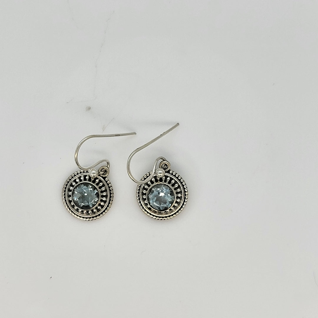 925 Sterling Silver London Blue Topaz Earrings
