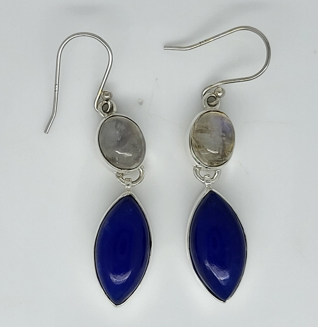 Blue Gemstone 925 Sterling Silver Earrings