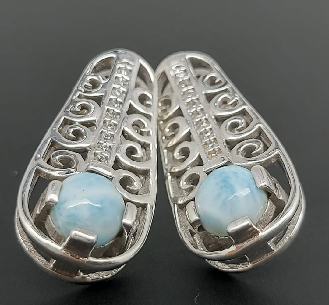 Larimar 925 Sterling Silver Earrings