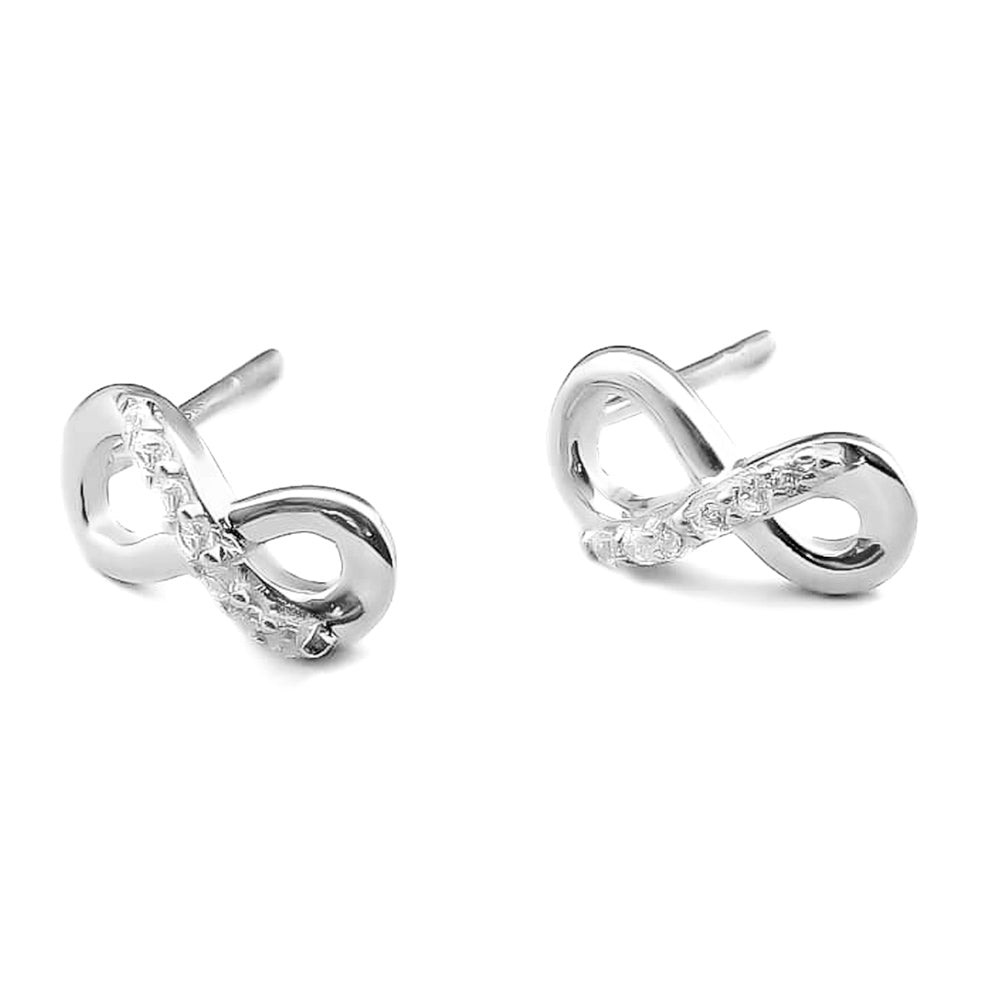 Silver Zircon Infinity Earrings