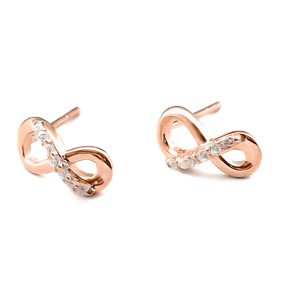 Silver Zircon Infinity Earrings