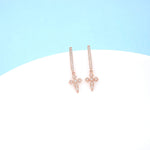 Load image into Gallery viewer, Dionysia Silver Diamond Cross Dangler Earrings
