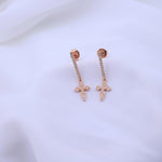 Load image into Gallery viewer, Dionysia Silver Diamond Cross Dangler Earrings
