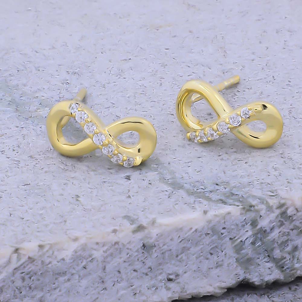 Silver Zircon Infinity Earrings