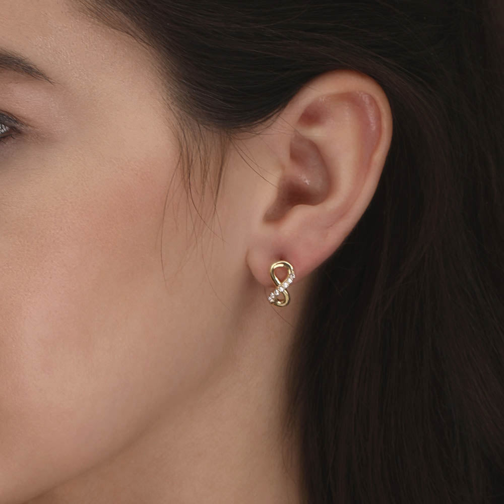 Silver Zircon Infinity Earrings