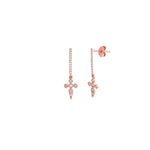 Load image into Gallery viewer, Dionysia Silver Diamond Cross Dangler Earrings
