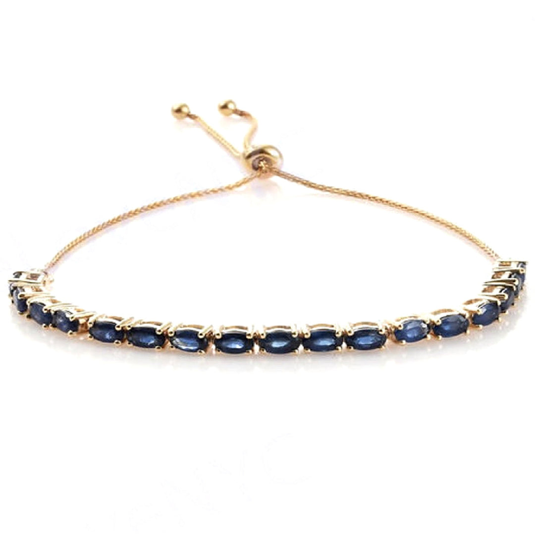 Natural Blue Sapphire 925 Sterling Silver Tennis Bracelet Jewelry