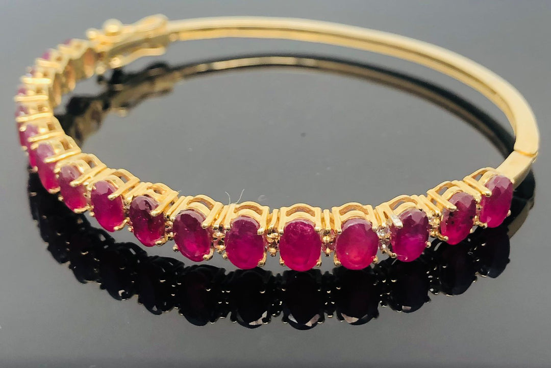 925 Sterling Silver Gold Plated Ruby Bracelet