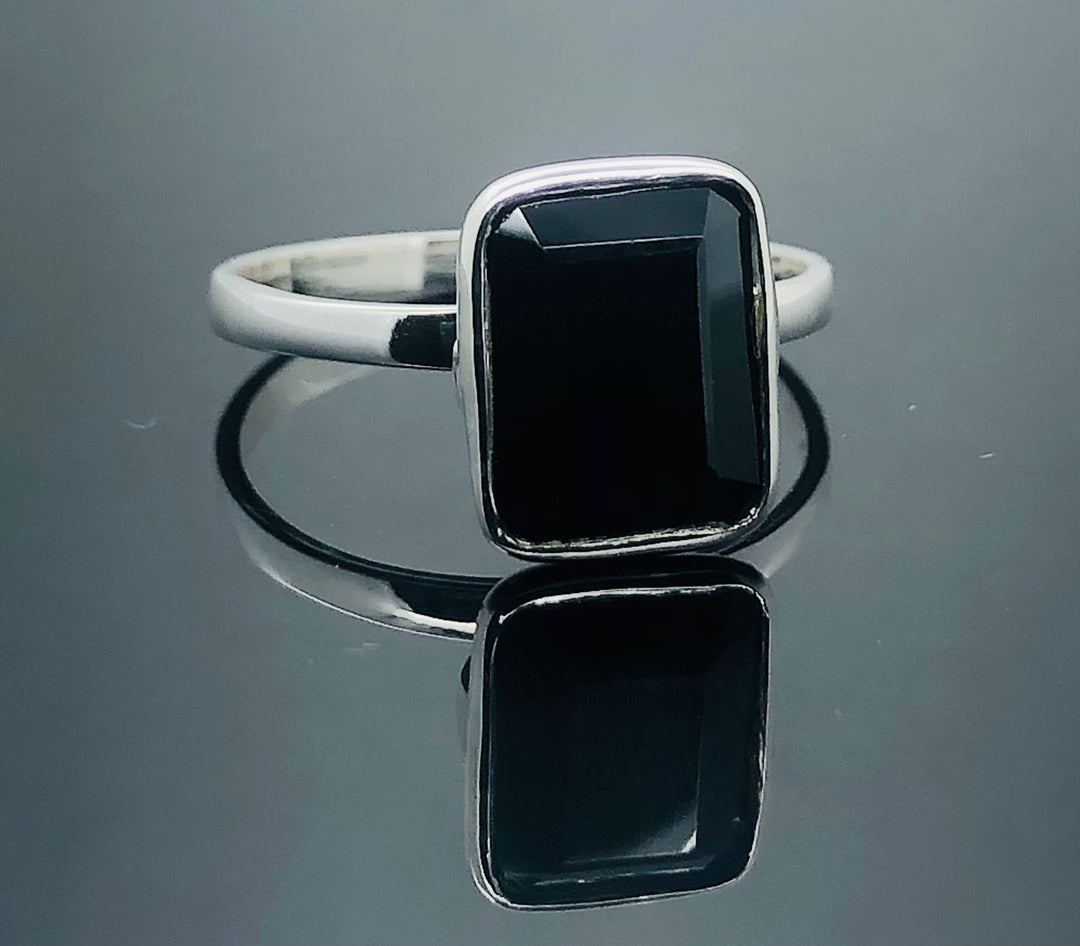 Black Spinel Ring - 925 Sterling Silver