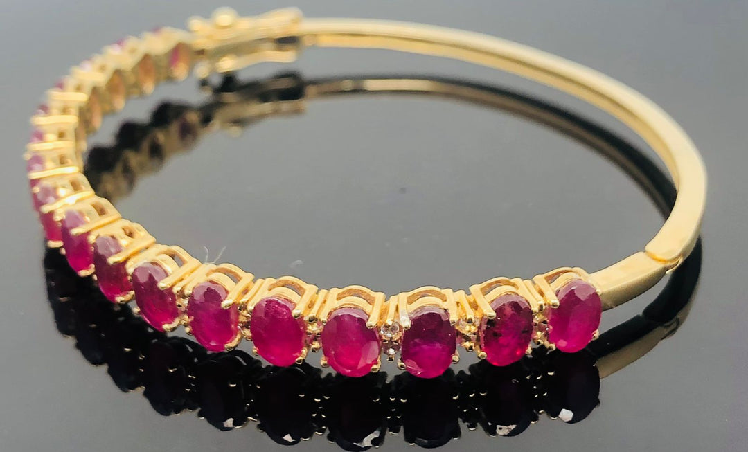925 Sterling Silver Gold Plated Ruby Bracelet