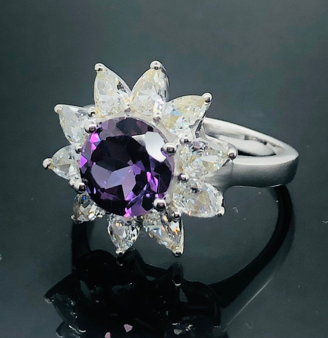 Amethyst Ring - 925 Sterling Silver