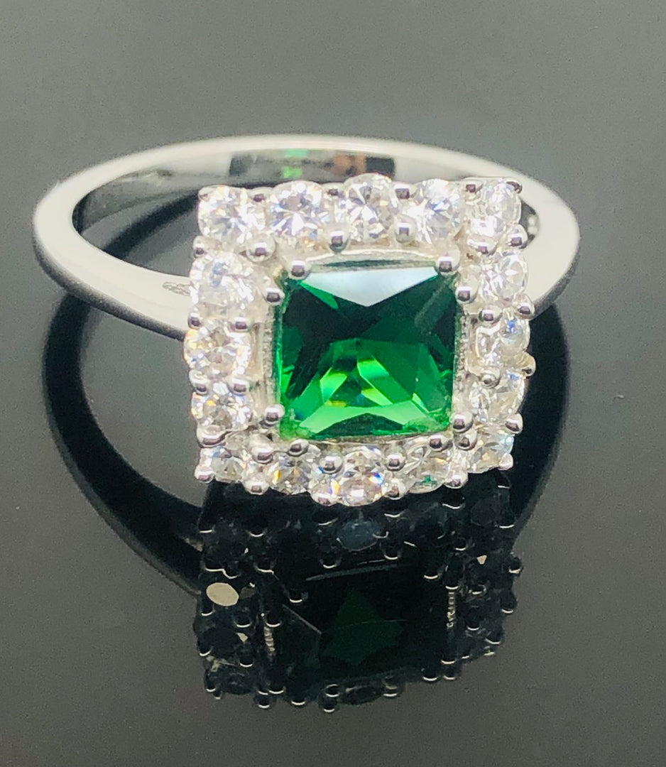 Emerald Ring - 925 Sterling Silver