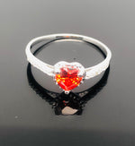 Load image into Gallery viewer, 925 Sterling Silver citrine ring heart cut yellow crystal ring half bezel setting engagement ring November birthstone ring
