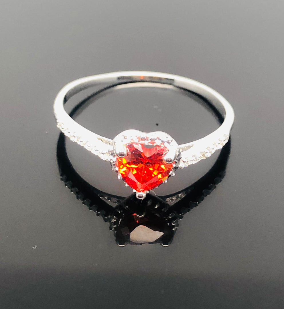 925 Sterling Silver citrine ring heart cut yellow crystal ring half bezel setting engagement ring November birthstone ring