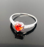 Load image into Gallery viewer, 925 Sterling Silver citrine ring heart cut yellow crystal ring half bezel setting engagement ring November birthstone ring
