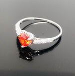 Load image into Gallery viewer, 925 Sterling Silver citrine ring heart cut yellow crystal ring half bezel setting engagement ring November birthstone ring
