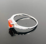Load image into Gallery viewer, 925 Sterling Silver citrine ring heart cut yellow crystal ring half bezel setting engagement ring November birthstone ring
