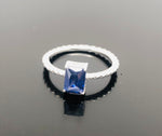 Load image into Gallery viewer, 925 Sterling Silver Vintage Emerald Cut Blue Sapphire Ring
