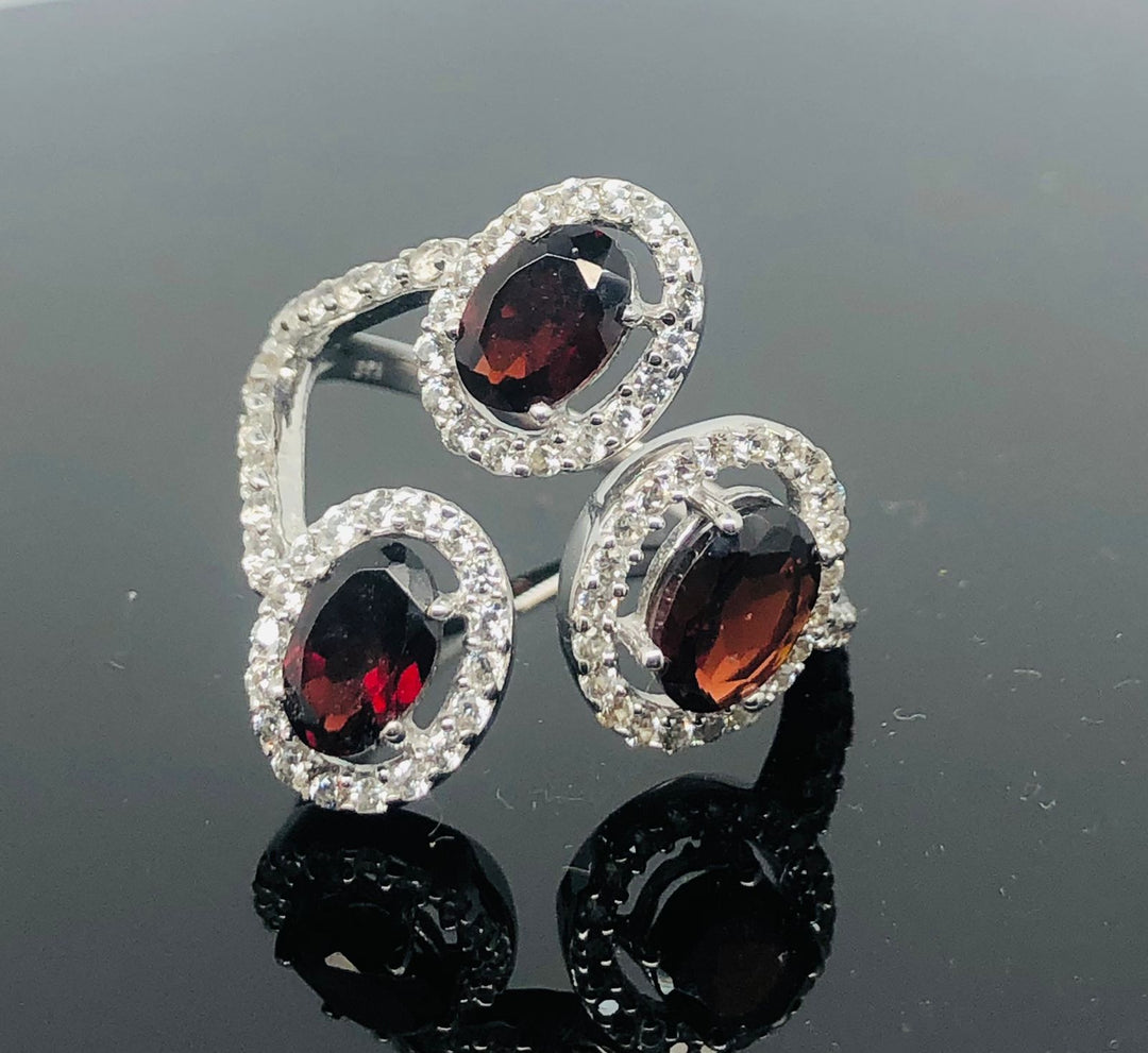 925 Sterling Silver Garnet Ring