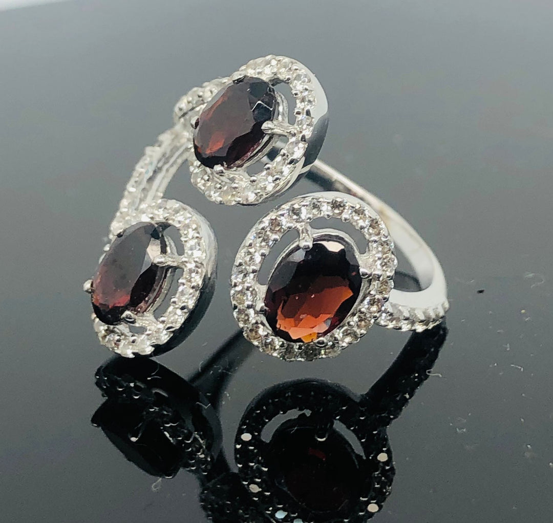 925 Sterling Silver Garnet Ring