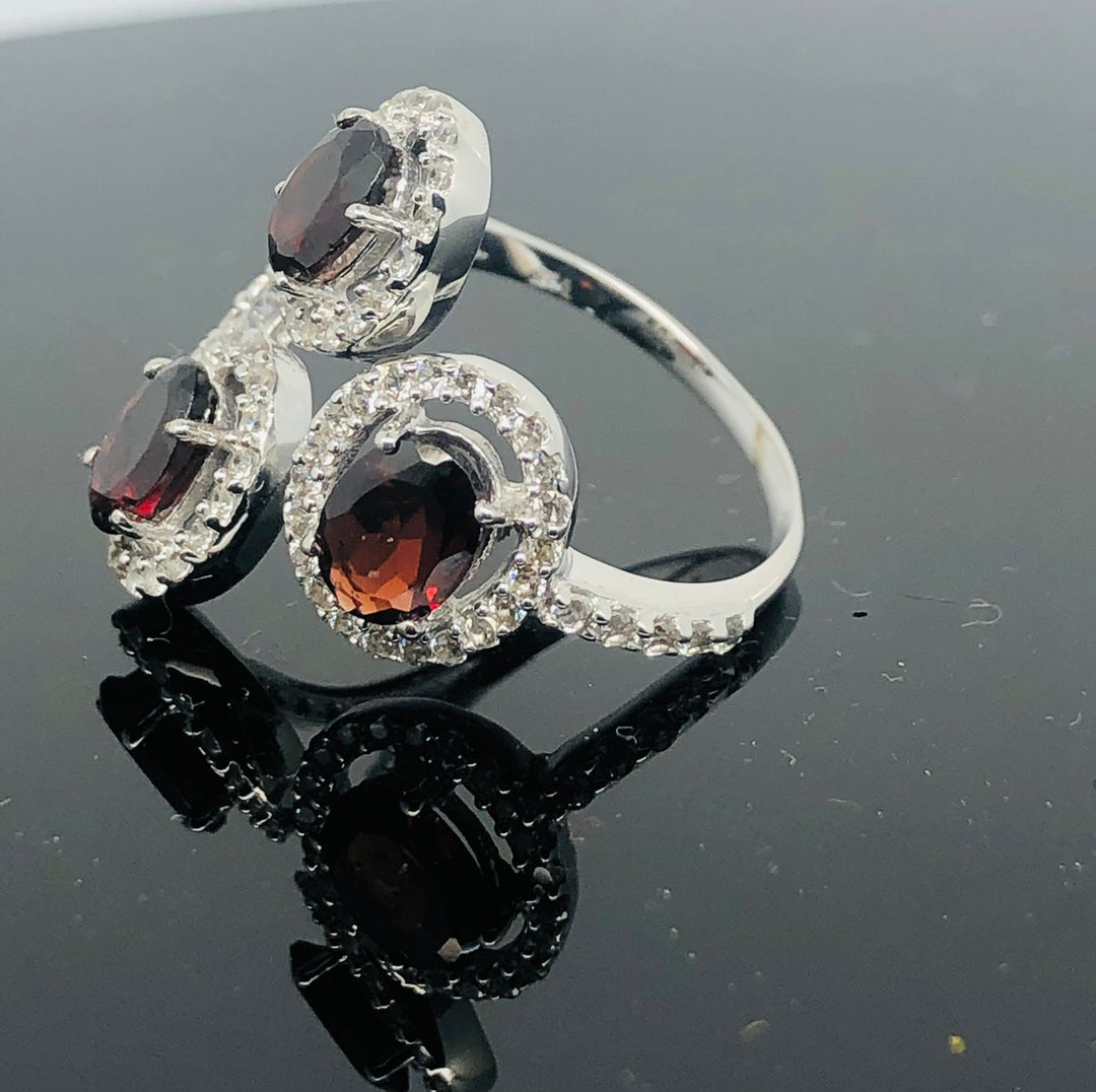 925 Sterling Silver Garnet Ring