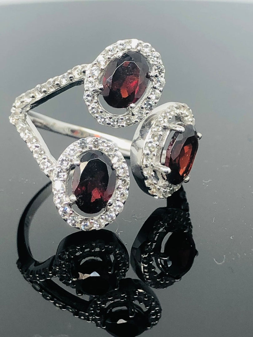 925 Sterling Silver Garnet Ring