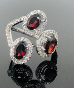 Load image into Gallery viewer, 925 Sterling Silver Garnet Ring
