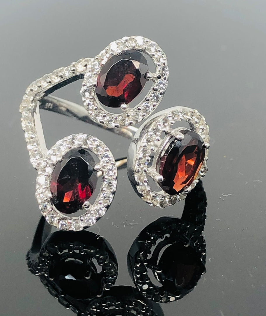 925 Sterling Silver Garnet Ring