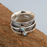 Load image into Gallery viewer, 925 Sterling Silver Spinner Larimar Dual Band Oxidized Ring
