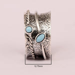 Load image into Gallery viewer, 925 Sterling Silver Spinner Larimar Dual Band Oxidized Ring
